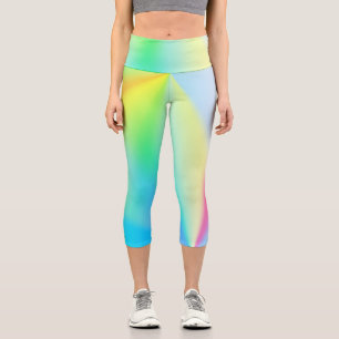 Leggings Capri Moderno arcoíris pastel iridiscente coloreado