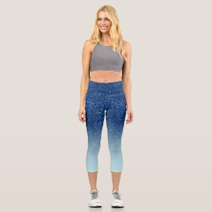 Leggings Capri Moderno azul purpurina sombrío brillo azul cielo
