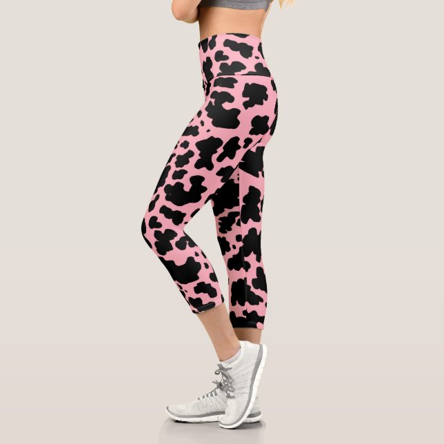 Leggings Capri Moderno Black Cow Spots Print Cowgirl (Izquierda)