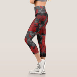 Leggings Capri Moderno Camo Rojo Negro Alta Leggencias Capri Desq