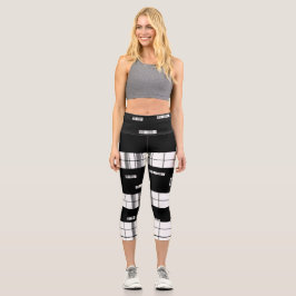 Leggings Capri  Moderno Chic Cuadros Negros y Blancos 