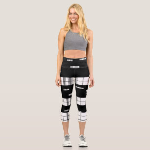 Leggings Capri Moderno Chic Cuadros Negros y Blancos