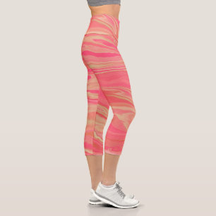Leggings Capri Moderno contemporáneo de moda amarillo y rosa
