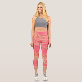 Leggings Capri Moderno contemporáneo de moda amarillo y rosa