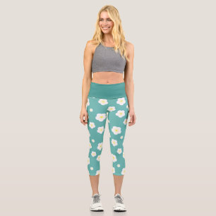 Leggings Capri Moderno gradiente de flores de margarita de primav
