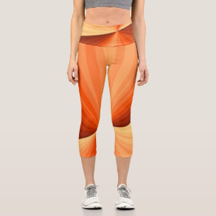 Leggings Capri Moderno Gráfico Fractal Abstracto Naranja Rojo Vai