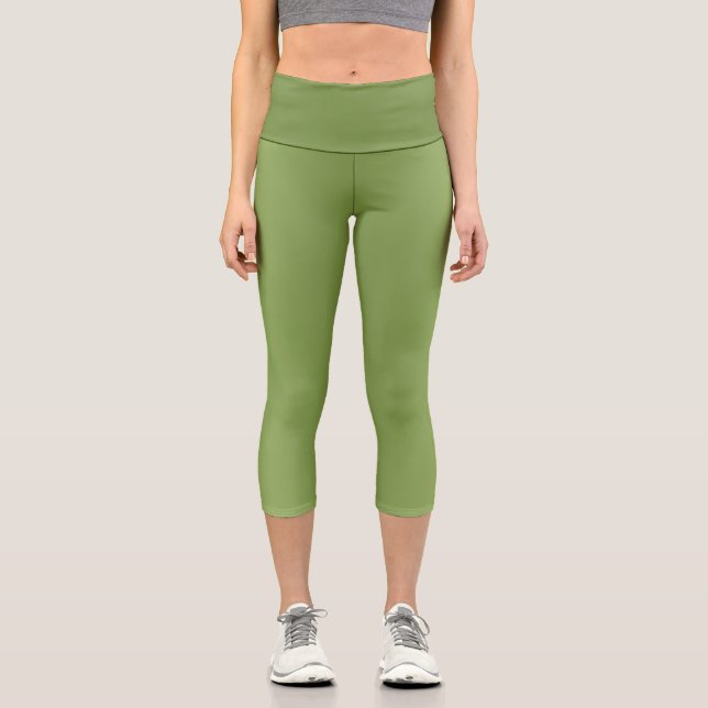 Leggings Capri Moderno lindo Gradiente verde sólido Patrón de ond (Anverso)