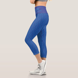 Leggings Capri Moderno nombre de patrón azul de dos tonalidades y