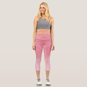 Leggings Capri Moderno purpurina rosado oscuro brillo color de ro