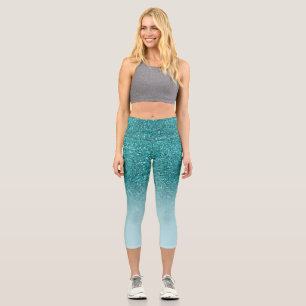 Leggings Capri Moderno Turquesa purpurina sombrío gris grisáceo