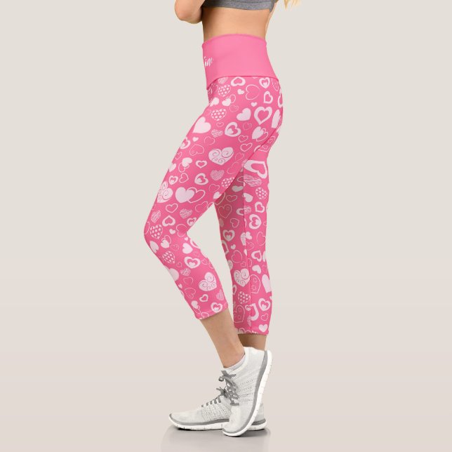 Leggings Capri Moderno y lujoso Corazón Rosa (Izquierda)