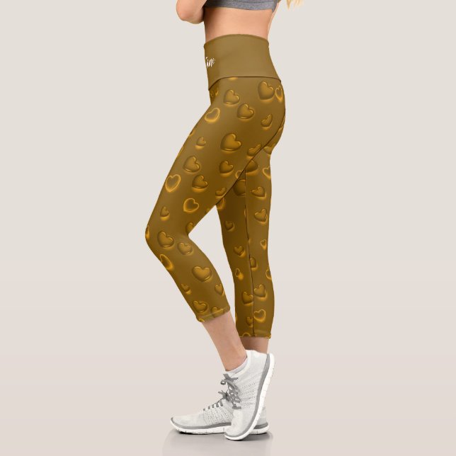 Leggings Capri Moderno y lujoso Purpurina Gold Heart (Izquierda)