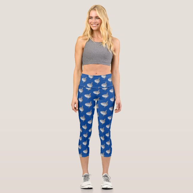 Leggings Capri Mola mola de pez luna oceánica lindo personalizado (Anverso)
