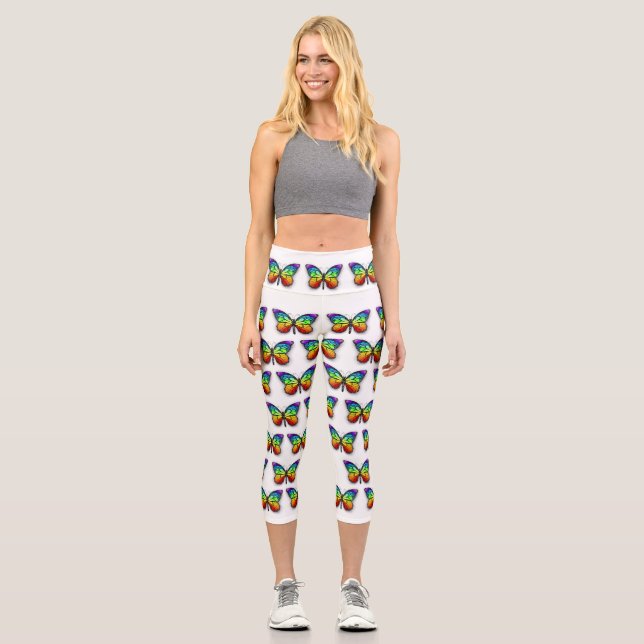 Leggings Capri Monarca de mariposa arcoiris (Anverso)
