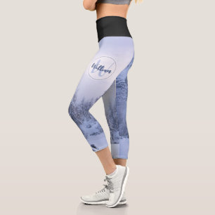 Leggings Capri Monograma de niebla del bosque de abeto de inviern
