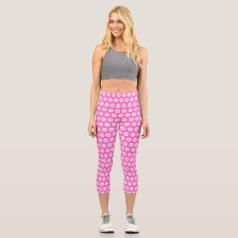 Leggings Capri Monograma de Punto de Polka Rosa