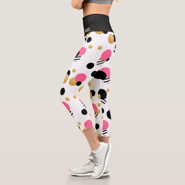 Leggings Capri Monograma Diversión Girly Polka Punto Patrón moder (Izquierda)