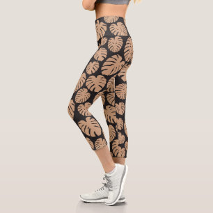 Leggings Capri Monstera en Tan y Negro