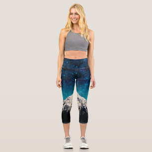 Leggings Capri Montaña de galaxia onírica sobre las nubes