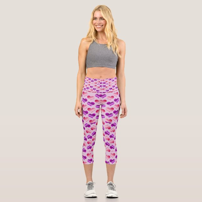 Leggings Capri Montones de corazones (Anverso)