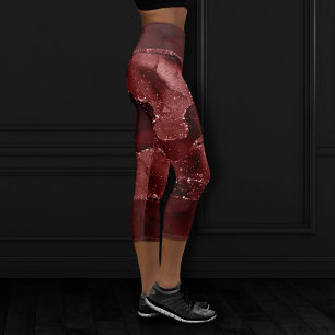 Leggings Capri Moody Agate Henna Blood Red Garnet Jewel Tone