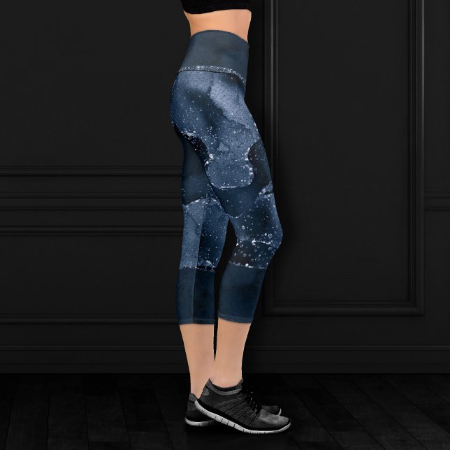 Leggings Capri Moody Agate | Purpurina de imitación azul de acero (Subido por el creador)