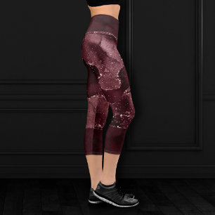 Leggings Capri Moody Agate   Wine Bordeaux Sangria Merlot Maroon