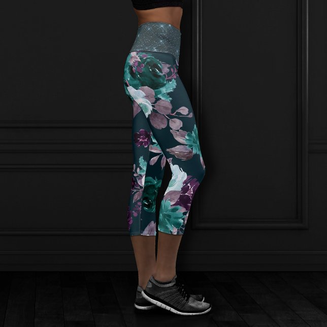 Leggings Capri Moody Boho | Morado agudo agudo profundo Verde azu (Subido por el creador)