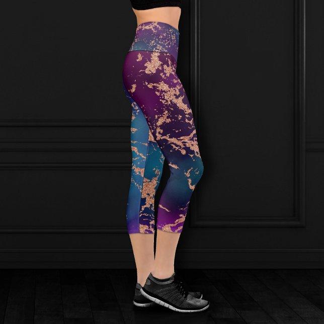 Leggings Capri Moody Luxe Marble | Oro púrpura profundo y Rosa Ve (Subido por el creador)