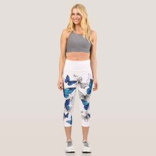 Leggings Capri Morfo de las mariposas voladoras azules