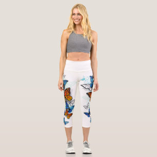 Leggings Capri Morfo y monarca de las mariposas voladoras
