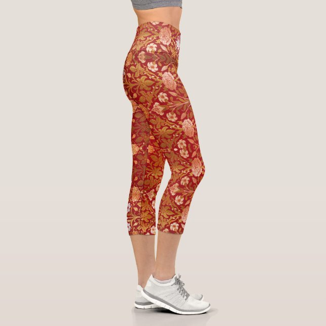 Leggings Capri Morris - Patrón de flores Rosa y Lily de la época  (Derecha)