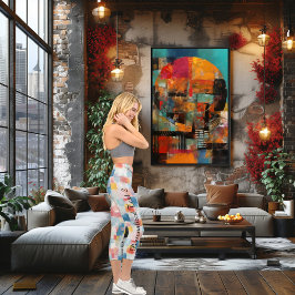 Leggings Capri Mosaico Colorido: Patrón Geométrico Abstracto en P