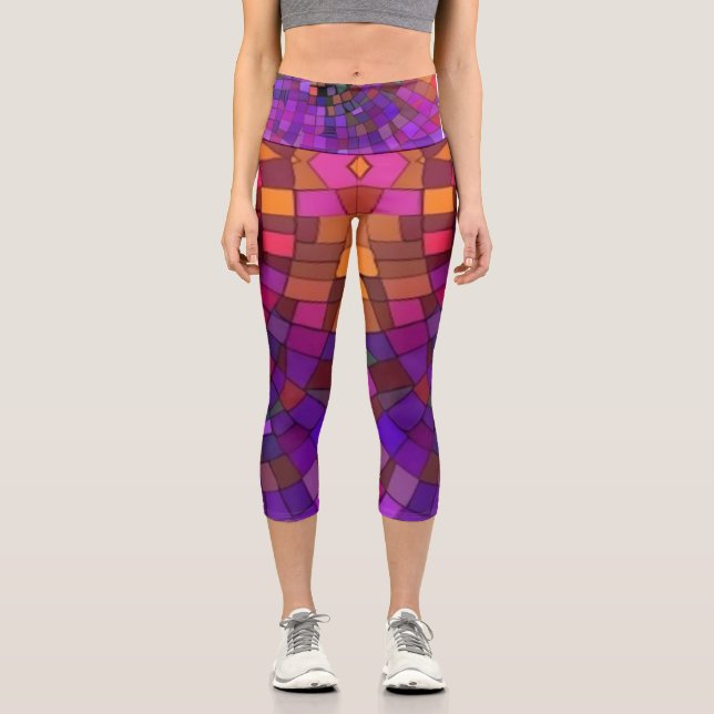 Leggings Capri Mosaico de atardecer1 (Anverso)