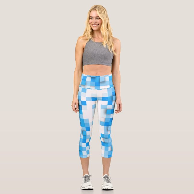 Leggings Capri mosaico de cuadros de SlipperyJoe moderno de tres- (Anverso)