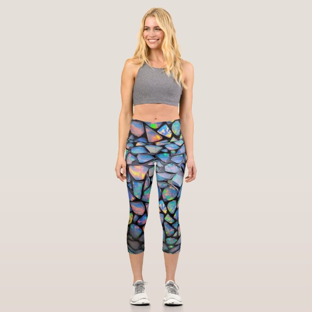 Leggings Capri Mosaico de ópalo1 (Anverso)