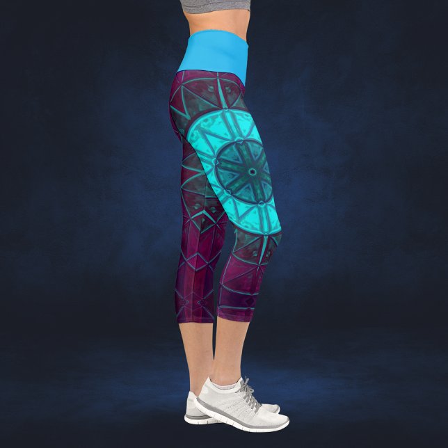 Leggings Capri Mosaico Mandala Flor Azul y Púrpura (Subido por el creador)