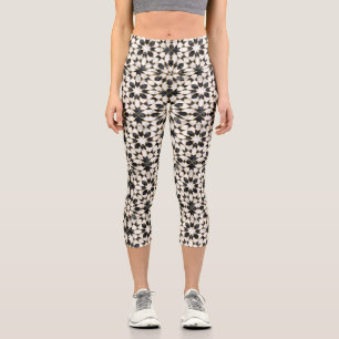 Leggings Capri Mosaico marroquí de mármol blanco y negro