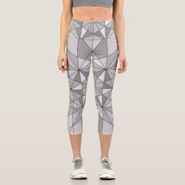 Leggings Capri Mosaico triángulo gris negro blanco Patrón retro