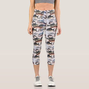 LEGGINGS CAPRI MOSAICOS ROMANOS ANTIGUOS, PESCADOS, ESCENA DE VID