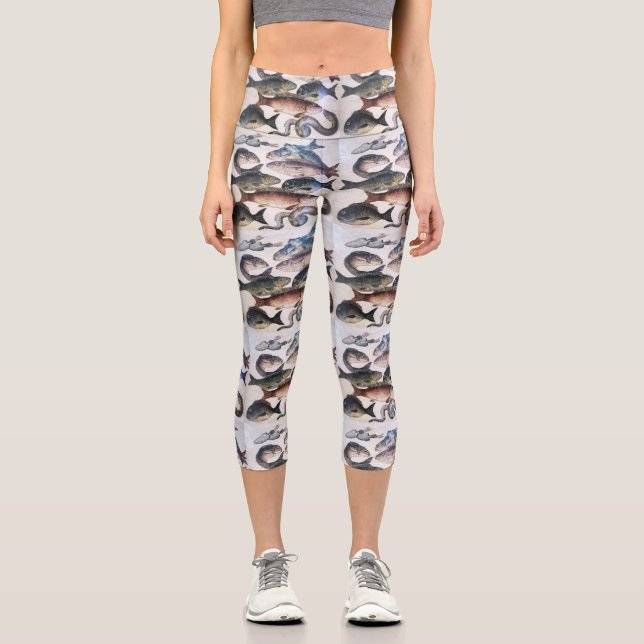 LEGGINGS CAPRI MOSAICOS ROMANOS ANTIGUOS, PESCADOS, ESCENA DE VID (Anverso)