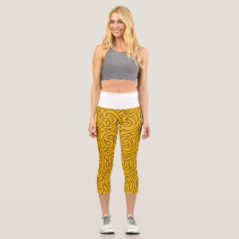 Leggings Capri 🌟 Motif Celtique Jaune en Entrelacs ✨