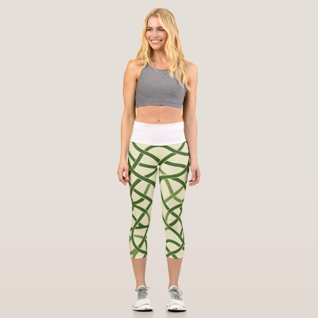 Leggings Capri ☘️ Motif Celtique Vert en Entrelacs 🍀 (Anverso)