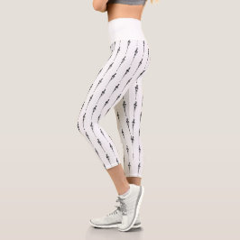 Leggings Capri Motivo Musical de Clave de Sol Derritiéndose en Bl