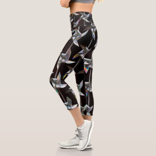 Leggings Capri Movimiento iridiscente plateado twill molino de vi