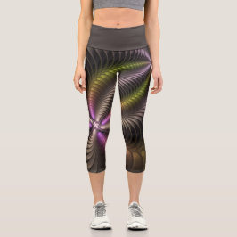 Leggings Capri Movimiento poderoso Abstracto de arte fractal colo