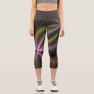 Leggings Capri Movimiento poderoso Abstracto de arte fractal colo