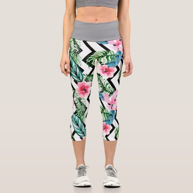 Leggings Capri Movimiento tropical - Palm & Hibiscus Capri Leggin (Anverso)