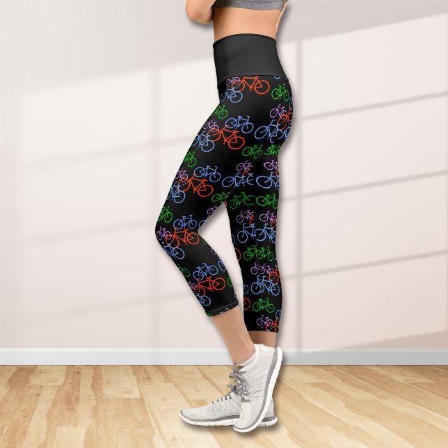 Leggings Capri Muchos patrones de bicicletas en negro (Subido por el creador)