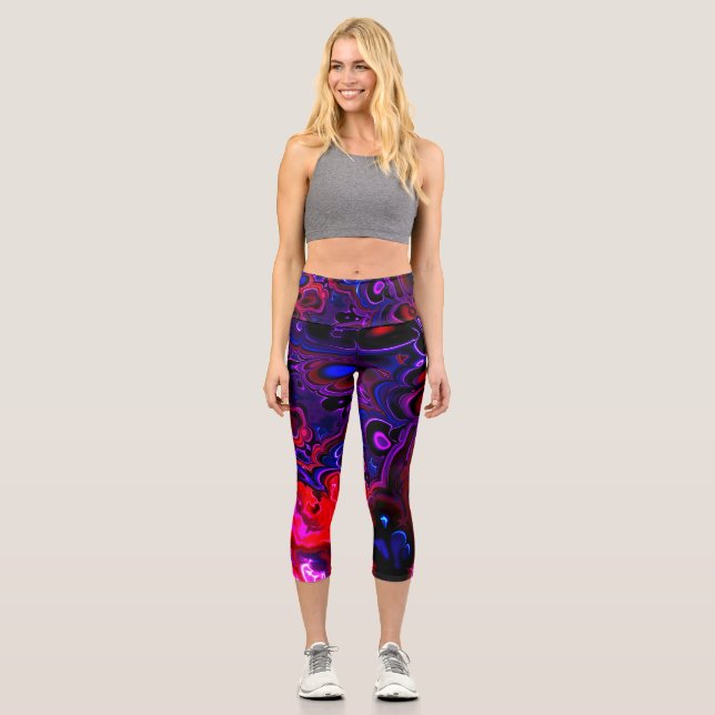 Leggings Capri Multicolor Neon Liquid Abstract Art (Anverso)